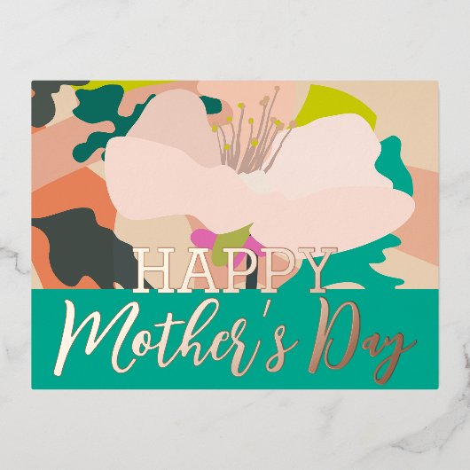 抽象芸術フローラハッピーマザーズデイ実在金ゴールド 箔シーズンポストカード (正面)