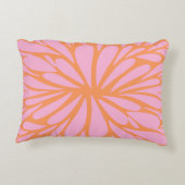 抽象芸術フローラバーストパターンパステルオレンジ&ピンク アクセントクッション (裏面)
