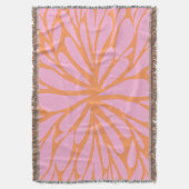 抽象芸術フローラバーストパターンパステルオレンジ&ピンク スローブランケット (正面縦)