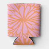 抽象芸術フローラバーストパターンパステルオレンジ&ピンク 缶クーラー (正面)