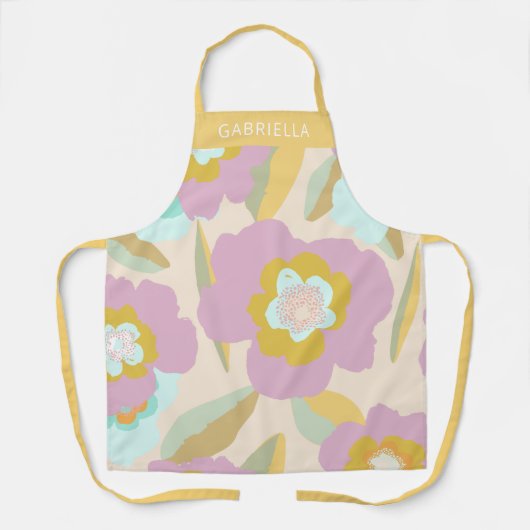 抽象芸術フローラパステル薄紫パタパーソナライズされたーン エプロン (正面)
