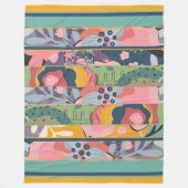 抽象芸術🌸フローラパッチワークウォームパステルカラー01 フリースブランケット (正面)