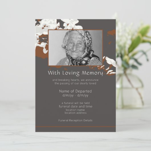 抽象芸術フローラパーソナライズされたの葬儀 案内状 (スタンド正面)