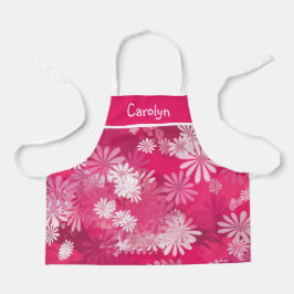 抽象芸術フローラピンクと白パーソナライズされた女 エプロン