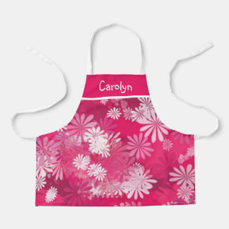 抽象芸術フローラピンクと白パーソナライズされた女 エプロン