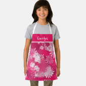 抽象芸術フローラピンクと白パーソナライズされた女 エプロン (インサイチュ)