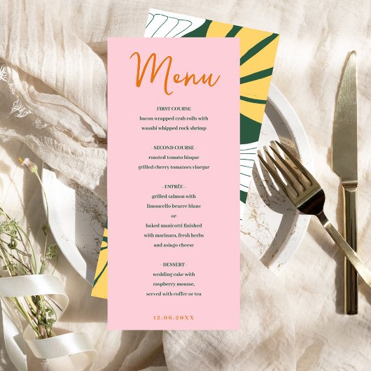 抽象芸術フローラピンクと緑のミックスとマッチメニュー メニュー