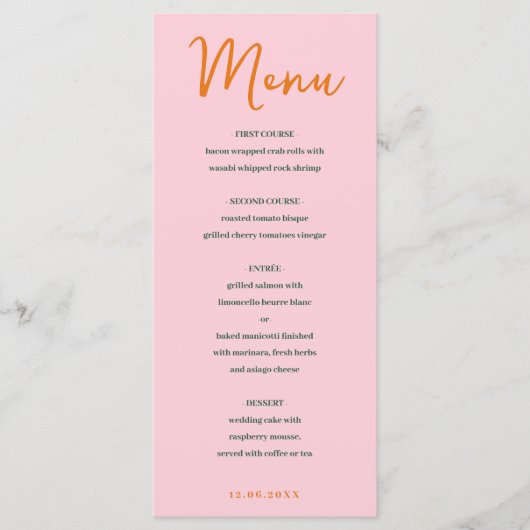 抽象芸術フローラピンクと緑のミックスとマッチメニュー メニュー (正面)