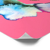 抽象芸術フローラピンクの水色 ポスター (角)