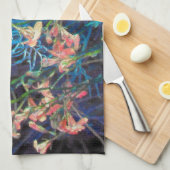 抽象芸術フローラファンタジー キッチンタオル (四つ折り)