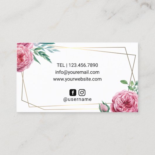 抽象芸術フローラフレームメークアップアーティスト美容師 名刺 (裏面)