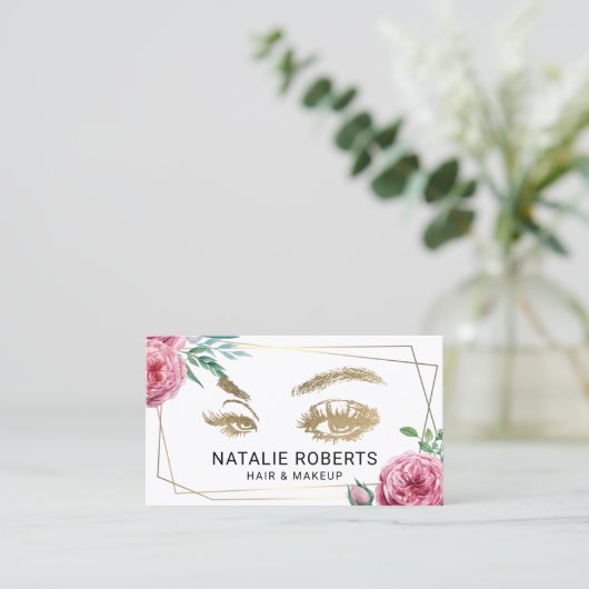抽象芸術フローラフレームメークアップアーティスト美容師 名刺 (スタンド正面)