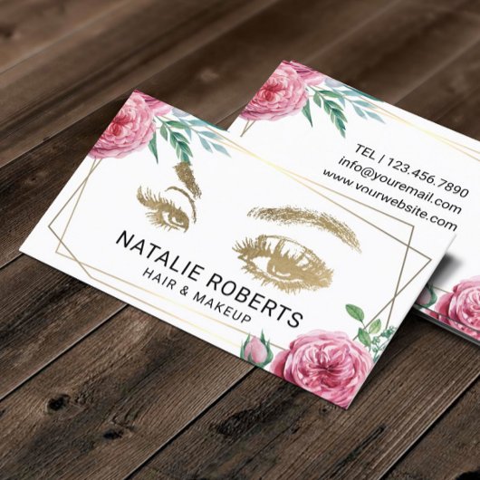 抽象芸術フローラフレームメークアップアーティスト美容師 名刺