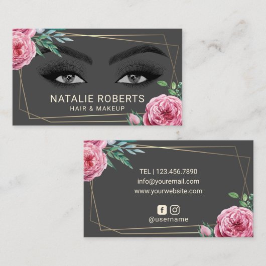 抽象芸術フローラフレーム黒美しいの化粧  名刺 (正面/裏面)