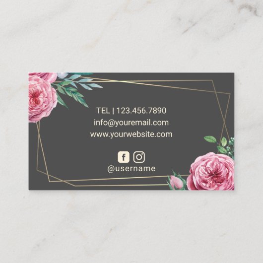 抽象芸術フローラフレーム黒美しいの化粧  名刺 (裏面)