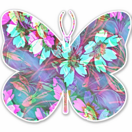 抽象芸術フローラフローバタフライシール シール (正面)