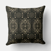 抽象芸術フローラブラックおよび金ゴールド クッション (裏面)