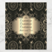 抽象芸術フローラブラックおよび金ゴールド ワインラベル (シングルラベル)