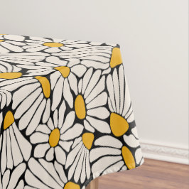 抽象芸術フローラブラックイエローブロックプリント テーブルクロス