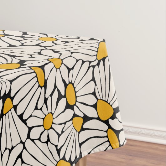 抽象芸術フローラブラックイエローブロックプリント テーブルクロス (インサイチュ)