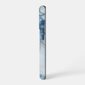 抽象芸術フローラブルーアジサイ花 iPhoneケース (左側面)