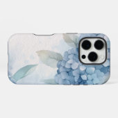 抽象芸術フローラブルーアジサイ花 iPhoneケース (裏面横)