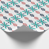 抽象芸術フローラホリデーパターンブルー ラッピングペーパー (角)