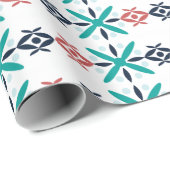 抽象芸術フローラホリデーパターンブルー ラッピングペーパー (ロールコーナー)
