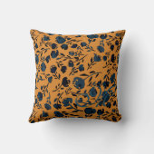 抽象芸術フローラマスタード&ブルーシックモノグラム クッション (裏面)