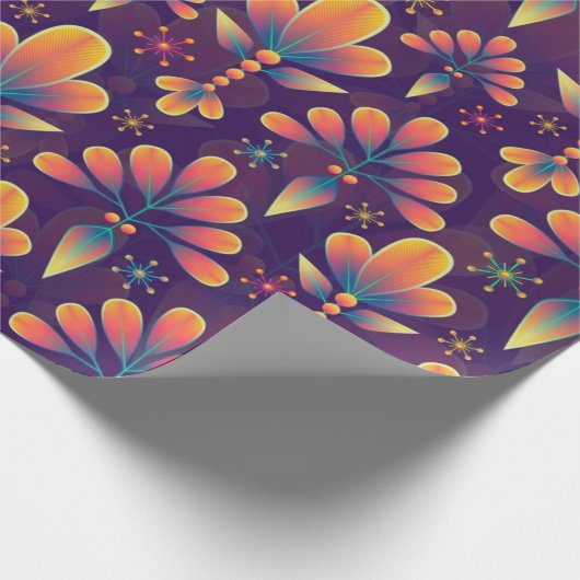 抽象芸術フローラムーヴブルーピンクギフトすべての行事 ラッピングペーパー (角)