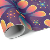 抽象芸術フローラムーヴブルーピンクギフトすべての行事 ラッピングペーパー (ロールコーナー)