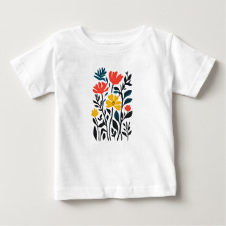 抽象芸術フローラモダンフローラアートベビーTシャツ ベビーTシャツ