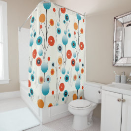 抽象芸術フローラモダン植物性レトロ花 シャワーカーテン