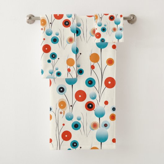 抽象芸術フローラモダン植物性レトロ花 バスタオルセット (インサイチュ)