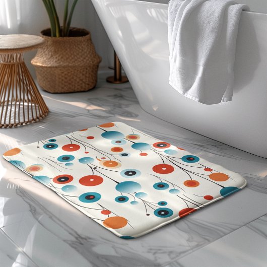 抽象芸術フローラモダン植物性レトロ花 バスマット