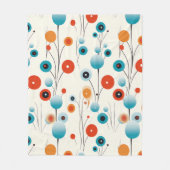 抽象芸術フローラモダン植物性レトロ花 フリースブランケット (正面)