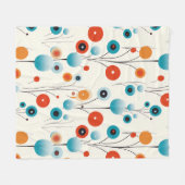 抽象芸術フローラモダン植物性レトロ花 フリースブランケット (正面(横))