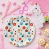 抽象芸術フローラモダン植物性レトロ花 ペーパープレート (パーティー)