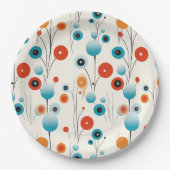 抽象芸術フローラモダン植物性レトロ花 ペーパープレート (正面)