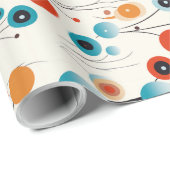 抽象芸術フローラモダン植物性レトロ花 ラッピングペーパー (ロールコーナー)