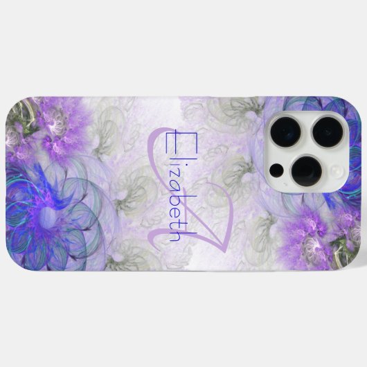 抽象芸術フローラモノグラムイニシャルブルー名 Case-Mate iPhoneケース (裏面 (横))