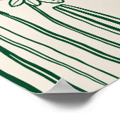 抽象芸術フローララインアートグリーントレンディー植物学 ポスター (角)