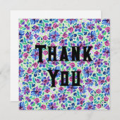抽象芸術フローラルパターン – サンキューカード (正面/裏面)