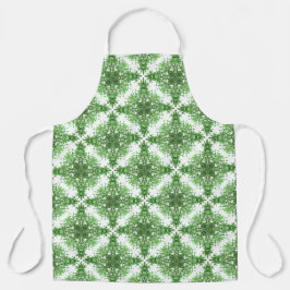 抽象芸術フローラル模様(白に黒緑) エプロン