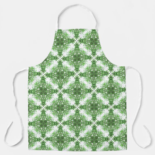 抽象芸術フローラル模様（白に黒緑） エプロン (正面)