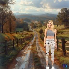 抽象芸術フローラレギンス(ソフトトーン) カプリレギンス