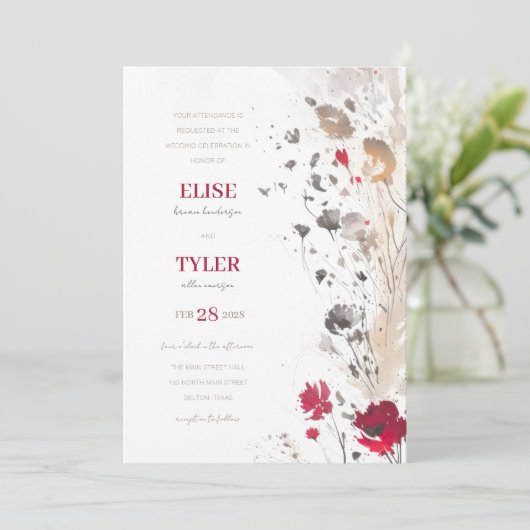抽象芸術フローラレッドアース結婚トン 招待状 (スタンド正面)