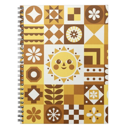 抽象芸術フローラヴィンテージスカンジナビアとフォークデ ノートブック (正面)