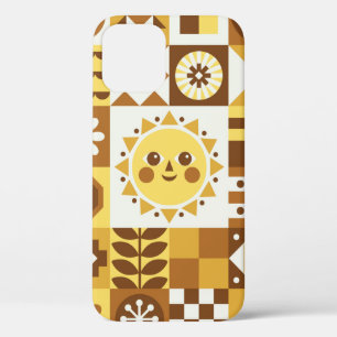 抽象芸術フローラヴィンテージスカンジナビアとフォークデ iPhone 12ケース