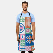 抽象芸術フローラヴィンテージパターン。北欧と  エプロン (着用した状態)